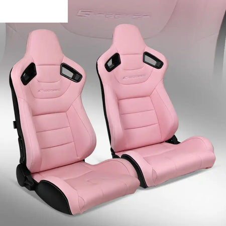 Universal Pair Reclinable Racing Seat with Dual Slider Pink with G / Front:PU Leather,Back:Carbon Leather