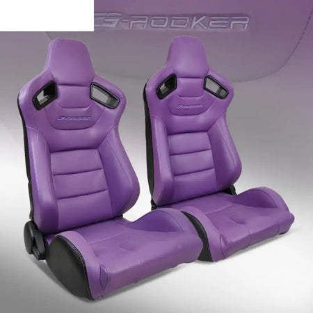 Universal Pair Reclinable Racing Seat with Dual Slider Purple PU + Carbon Leather / Front:PU Leather,Back:Carbon Leather