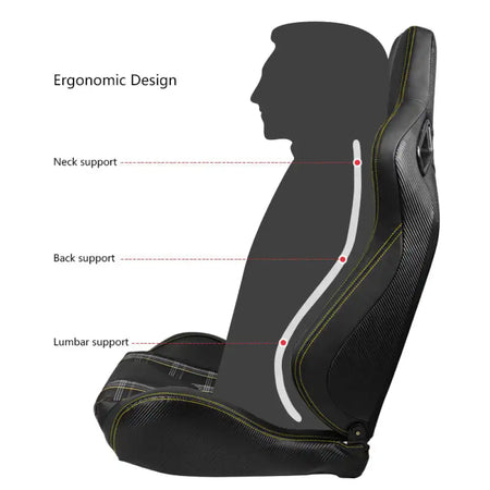 Universal Plaid Racing Seat Dual with Sliders PU Carbon Leather