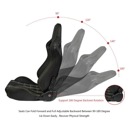 Universal Plaid Racing Seat Dual with Sliders PU Carbon Leather