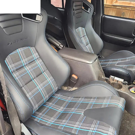Universal Plaid Racing Seat Dual with Sliders PU Carbon Leather