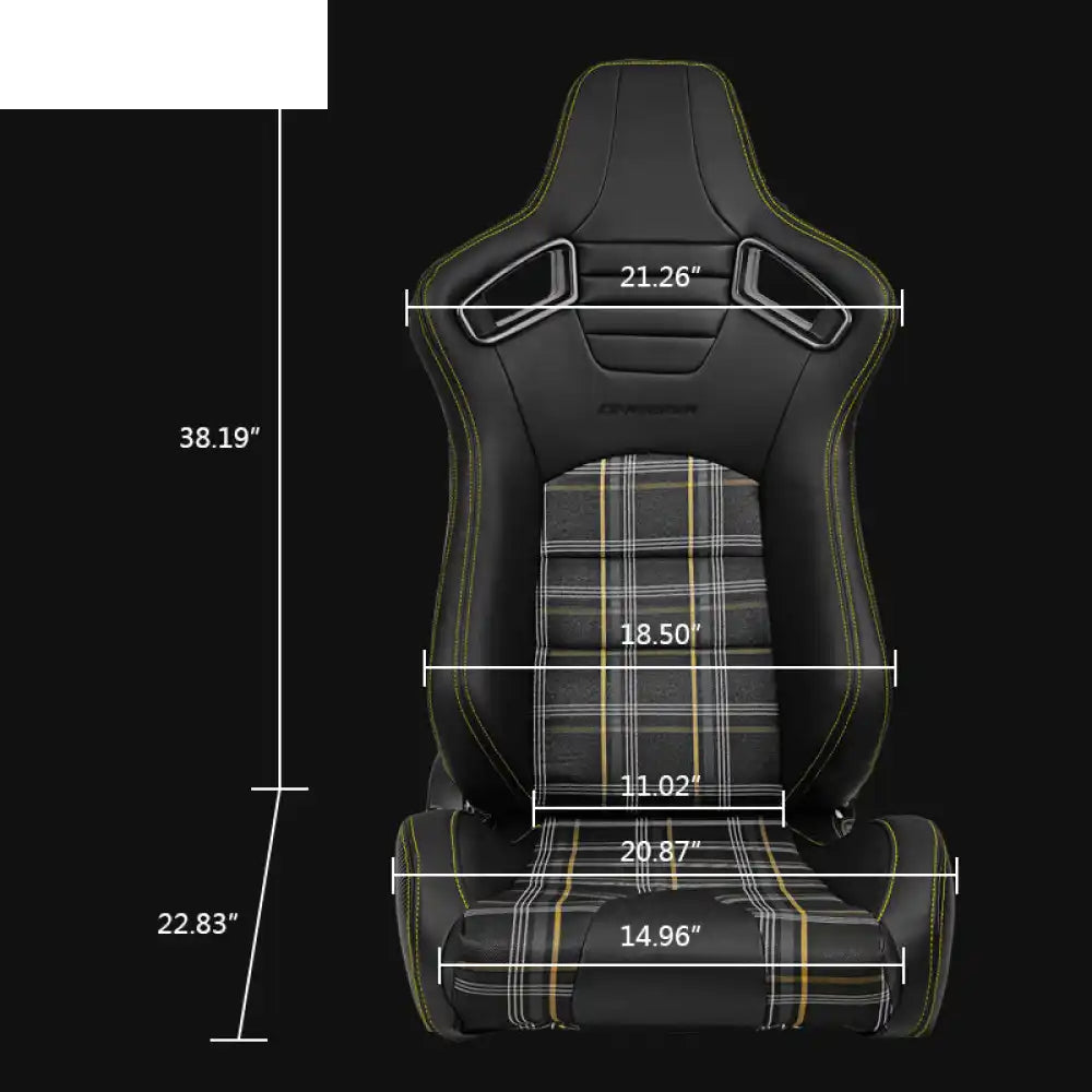Universal Plaid Racing Seat Dual with Sliders PU Carbon Leather