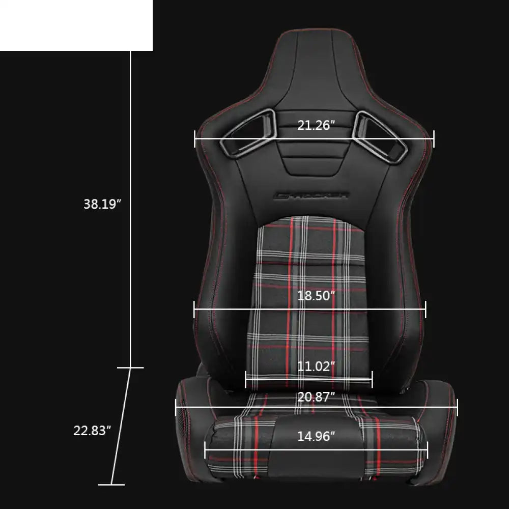 Universal Plaid Racing Seat Dual with Sliders PU Carbon Leather