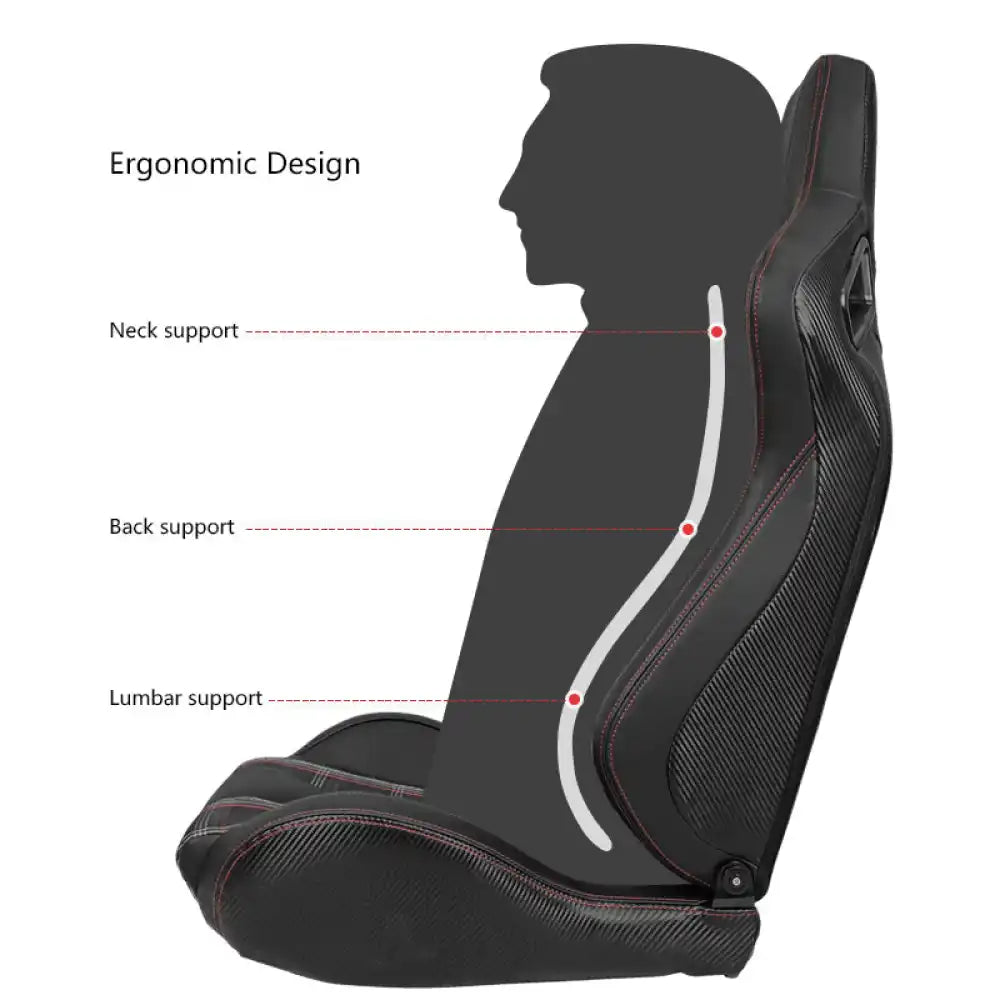 Universal Plaid Racing Seat Dual with Sliders PU Carbon Leather
