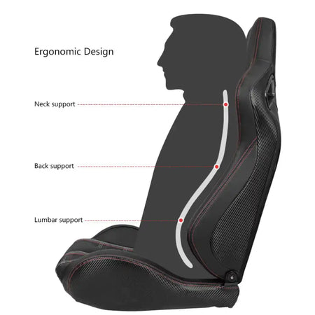 Universal Plaid Racing Seat Dual with Sliders PU Carbon Leather