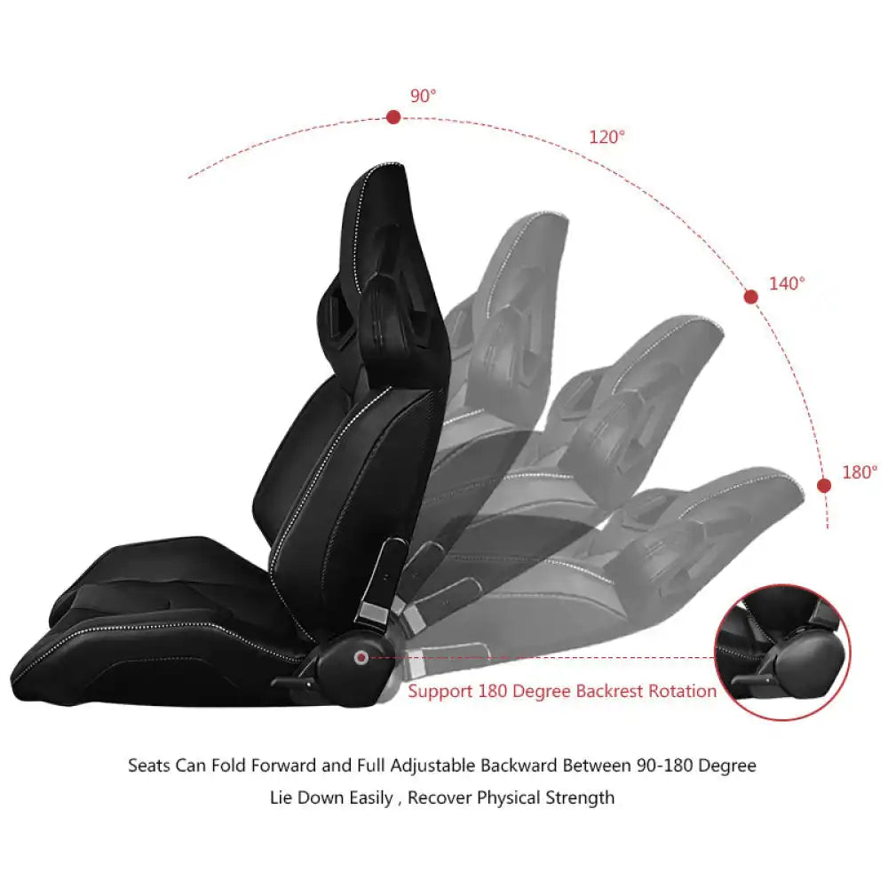 Universal Racing Seat Dual Slider PU Carbon Leather
