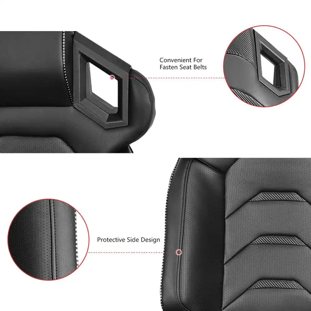 Universal Racing Seat Dual Slider PU Carbon Leather