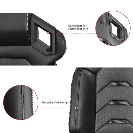 Universal Racing Seat Dual Slider PU Carbon Leather