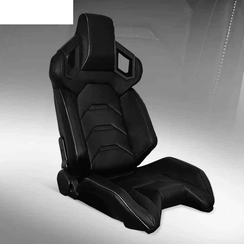 Universal Racing Seat Dual Slider PU Carbon Leather Driver Side: Black with Trims