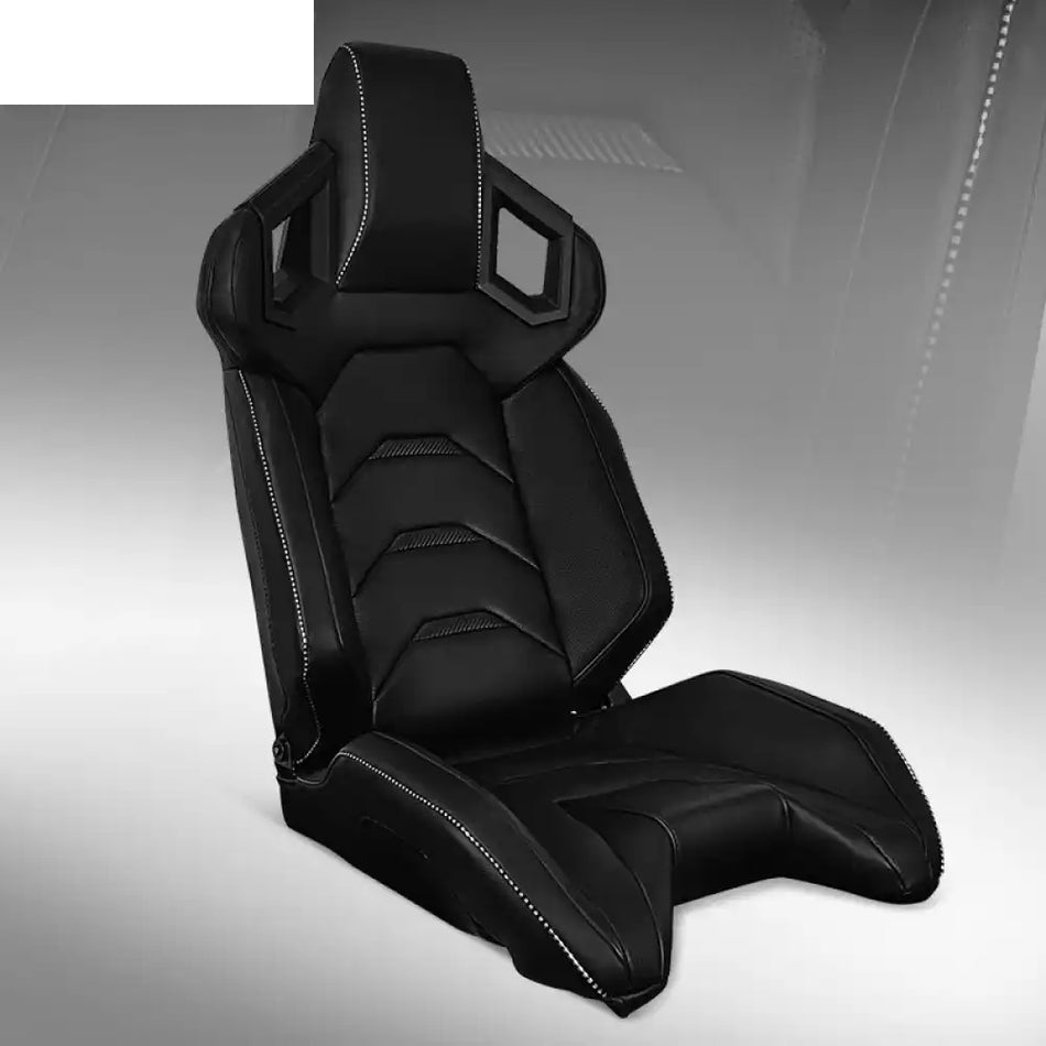 Universal Racing Seat Dual Slider PU Carbon Leather Passenger Side: Black with Trims