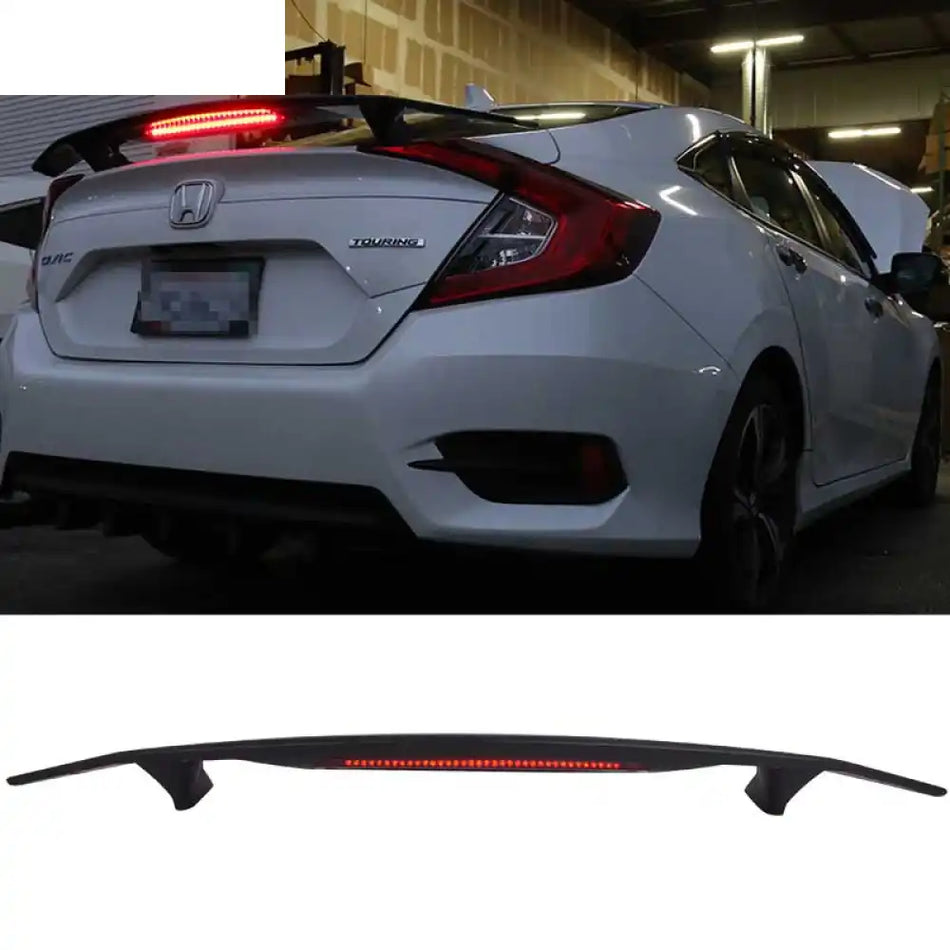 Universal Rear Spoiler Wing With 3rd Brake Light Ikon Style Trunk Wing Tail Matte Black