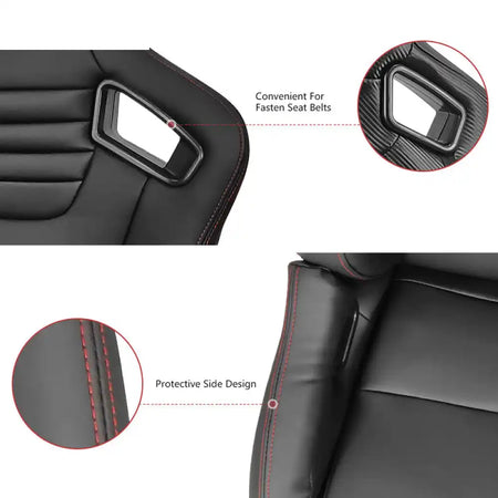Universal Reclinable Bucket Racing Seat Dual Slider PU Carbon Leather
