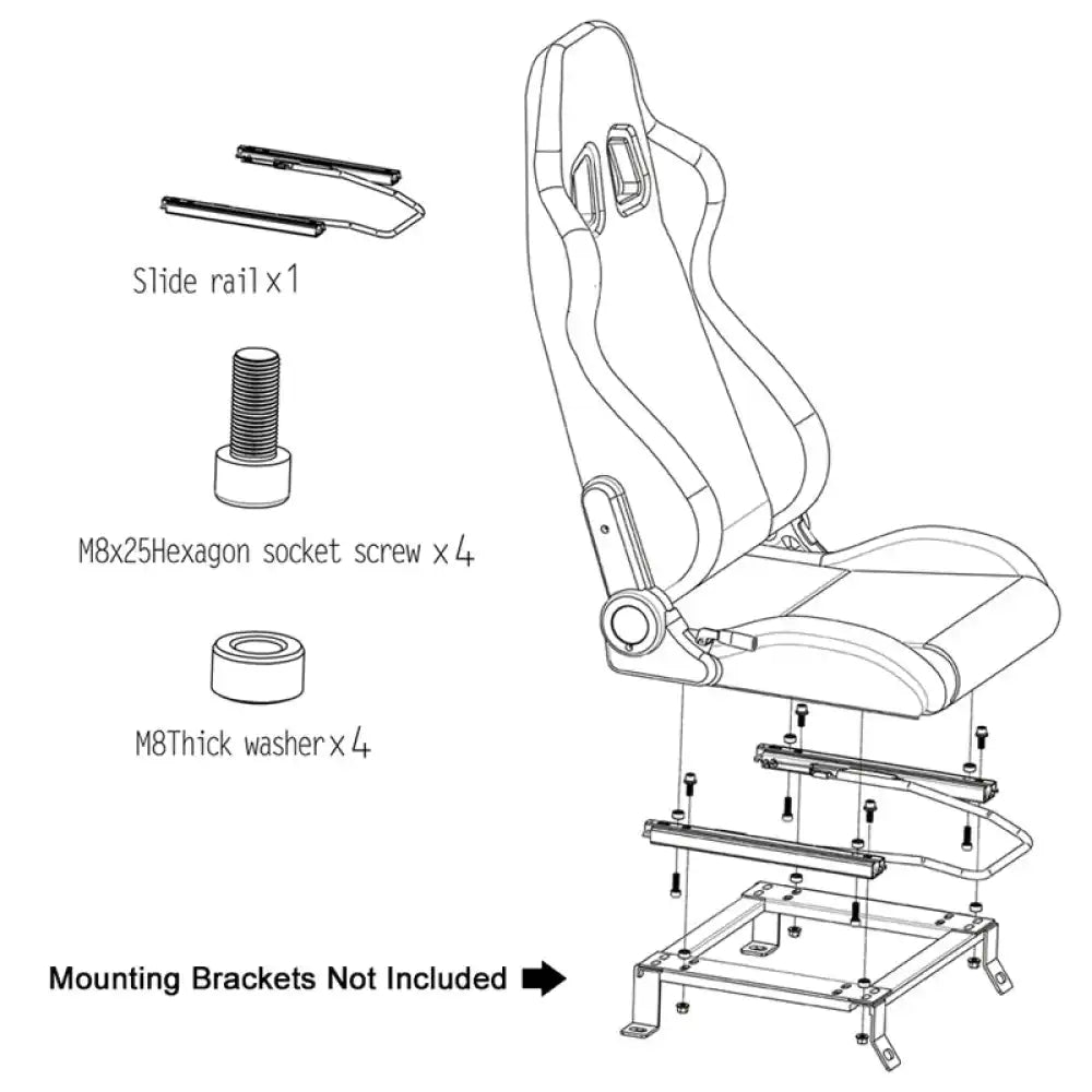 Universal Reclinable Bucket Racing Seat Dual Slider PU Carbon Leather