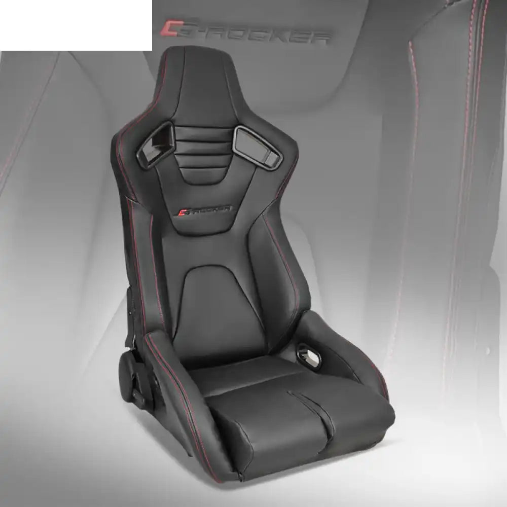 Universal Reclinable Bucket Racing Seat Dual Slider PU Carbon Leather Driver Side: Black