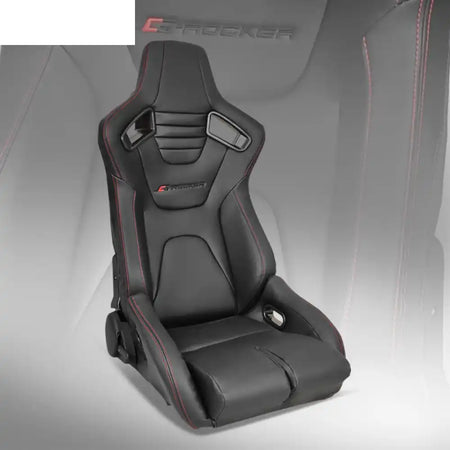 Universal Reclinable Bucket Racing Seat Dual Slider PU Carbon Leather Driver Side: Black