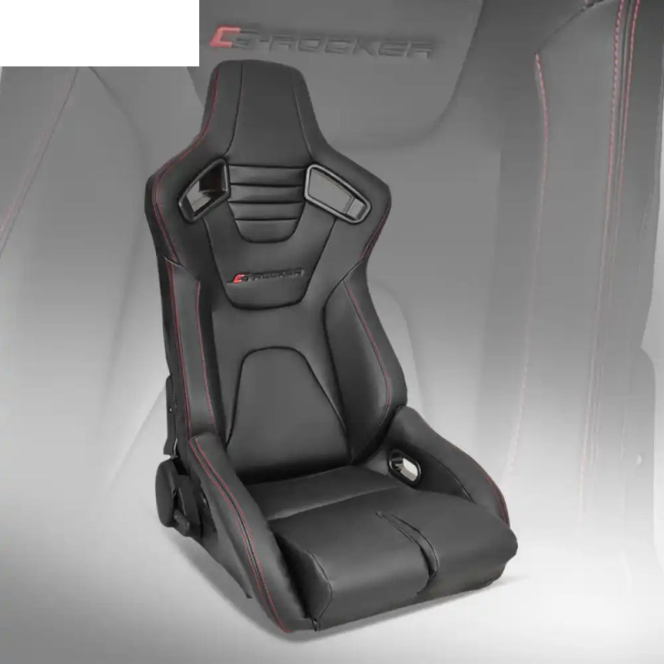Universal Reclinable Bucket Racing Seat Dual Slider PU Carbon Leather Driver Side: Black