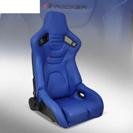 Universal Reclinable Bucket Racing Seat Dual Slider PU Carbon Leather Driver Side: Blue