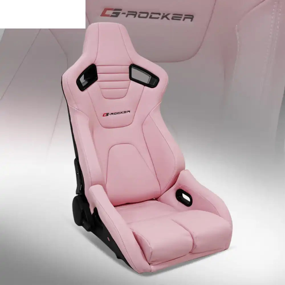 Universal Reclinable Bucket Racing Seat Dual Slider PU Carbon Leather Driver Side: Pink
