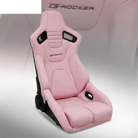 Universal Reclinable Bucket Racing Seat Dual Slider PU Carbon Leather Driver Side: Pink