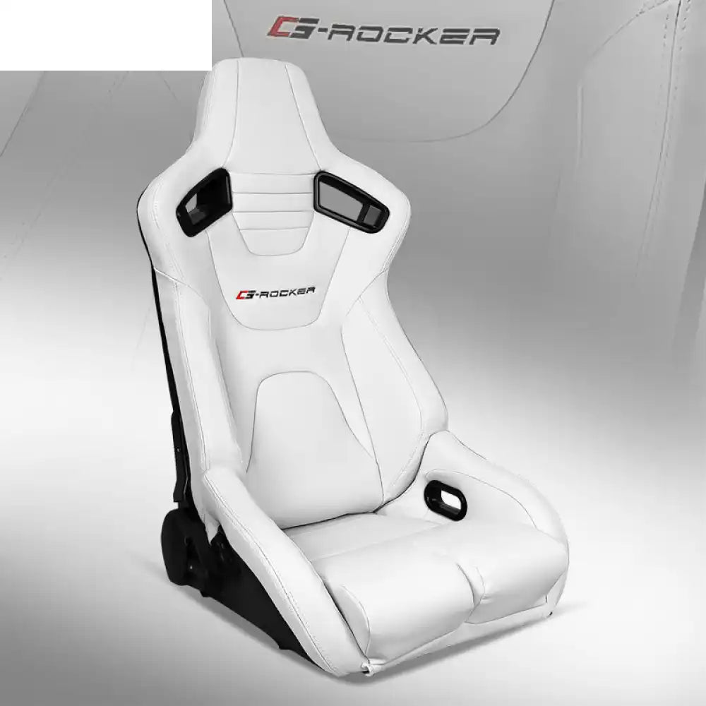 Universal Reclinable Bucket Racing Seat Dual Slider PU Carbon Leather Driver Side: White
