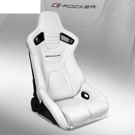 Universal Reclinable Bucket Racing Seat Dual Slider PU Carbon Leather Driver Side: White
