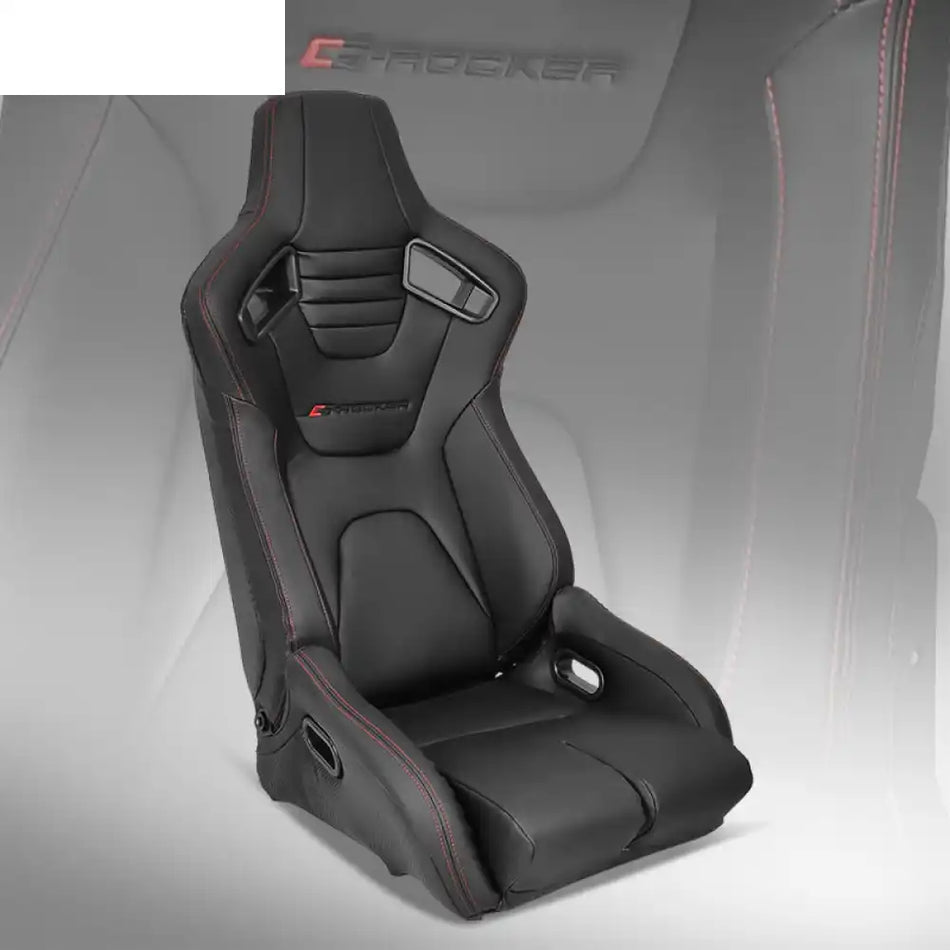Universal Reclinable Bucket Racing Seat Dual Slider PU Carbon Leather Passenger Side: Black