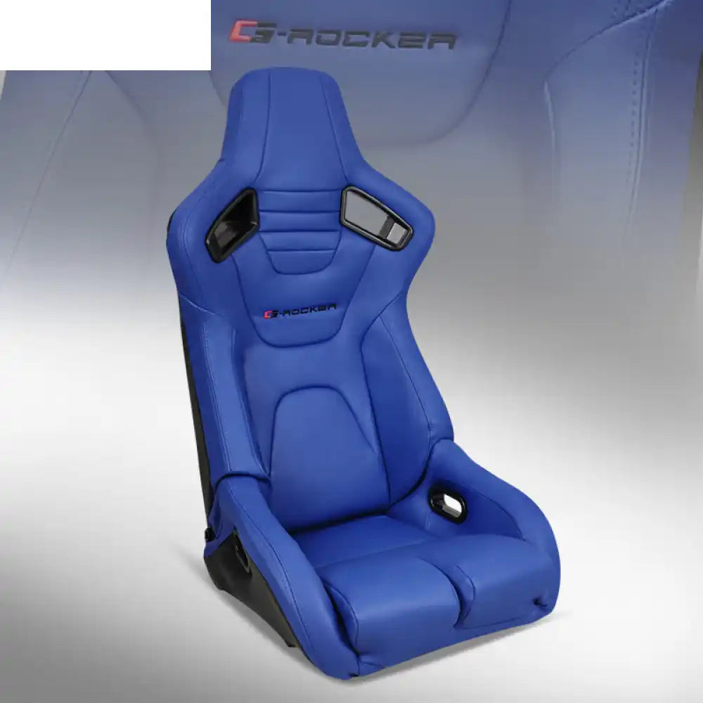 Universal Reclinable Bucket Racing Seat Dual Slider PU Carbon Leather Passenger Side: Blue