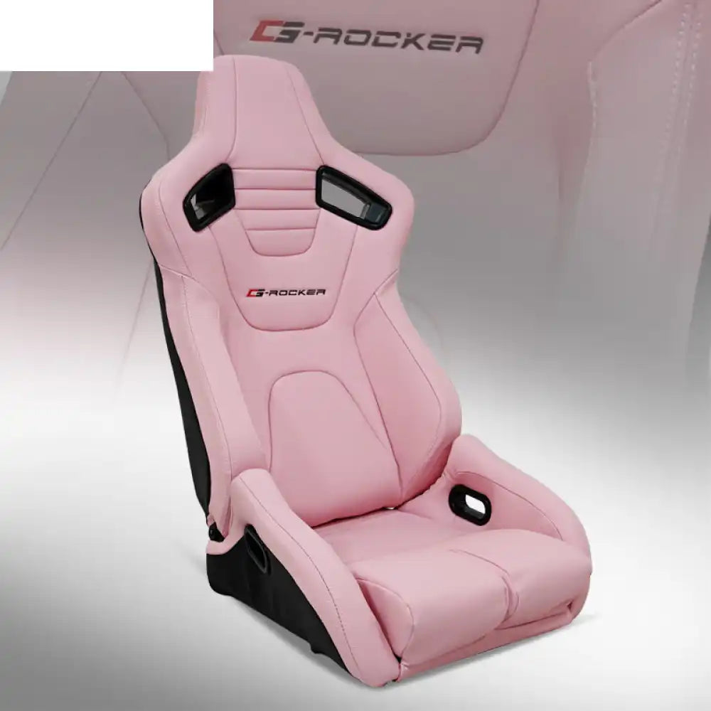 Universal Reclinable Bucket Racing Seat Dual Slider PU Carbon Leather Passenger Side: Pink