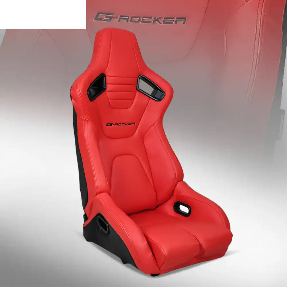Universal Reclinable Bucket Racing Seat Dual Slider PU Carbon Leather Passenger Side: Red