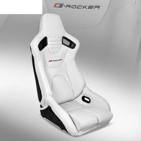 Universal Reclinable Bucket Racing Seat Dual Slider PU Carbon Leather Passenger Side: White