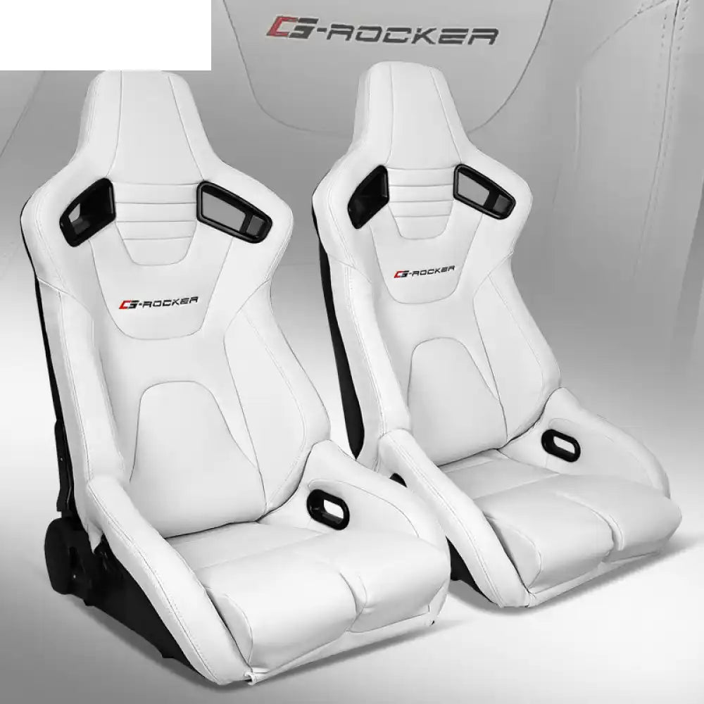 Universal Reclinable Bucket Racing Seat Dual Slider PU Carbon Leather White