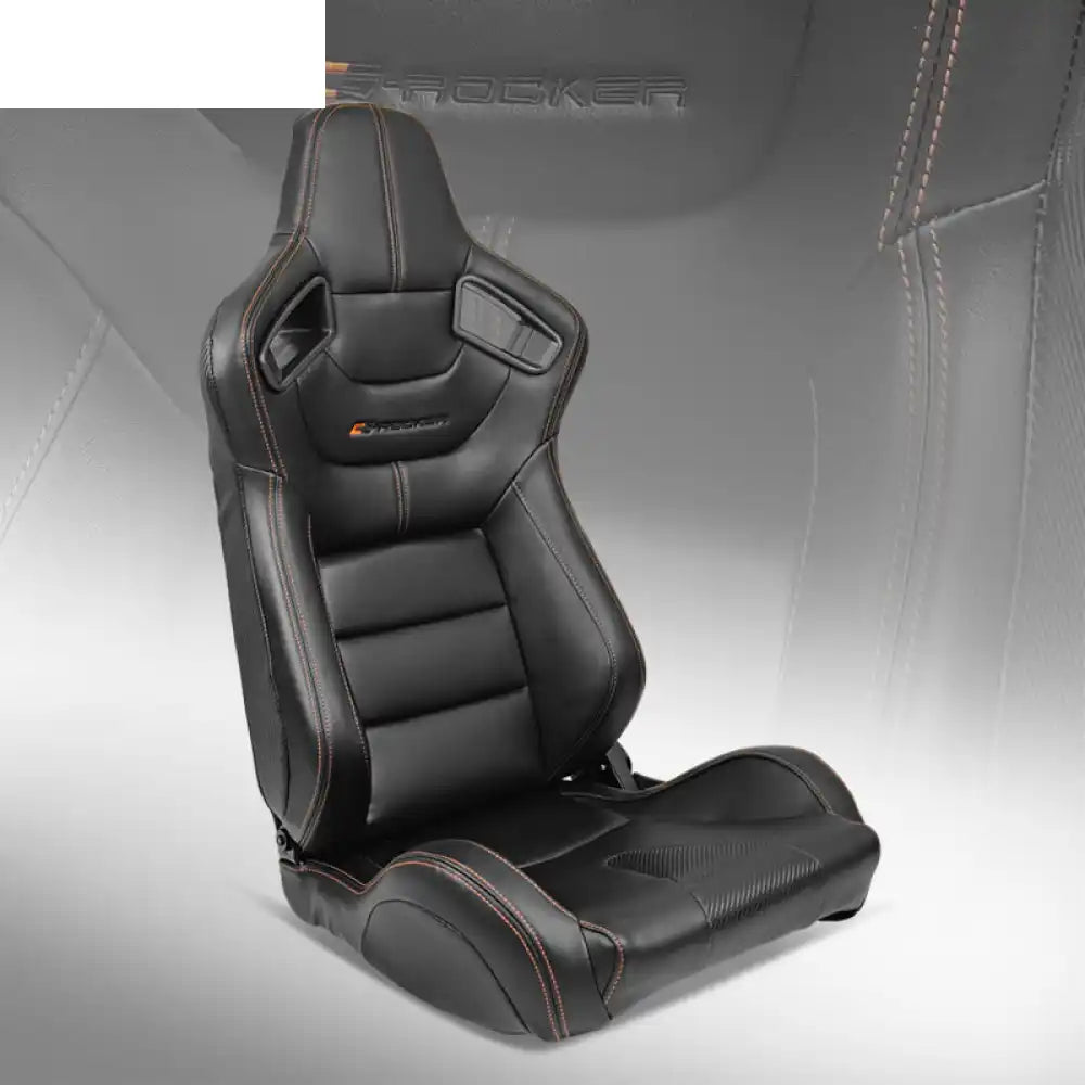Universal Reclinable Left Driver Side Racing Seat Dual Slider Driver Side: Black + Orange Stitch