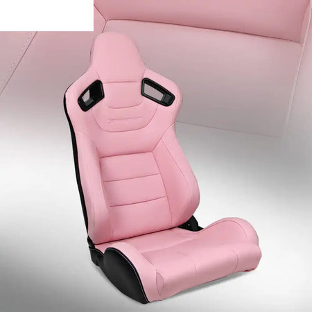Universal Reclinable Left Driver Side Racing Seat Dual Slider Driver Side: Pink with G-ROCKER Logo