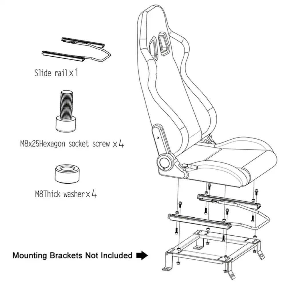 Universal X2 Reclinable Honeycomb Racing Seat + Dual Slider PU Leather