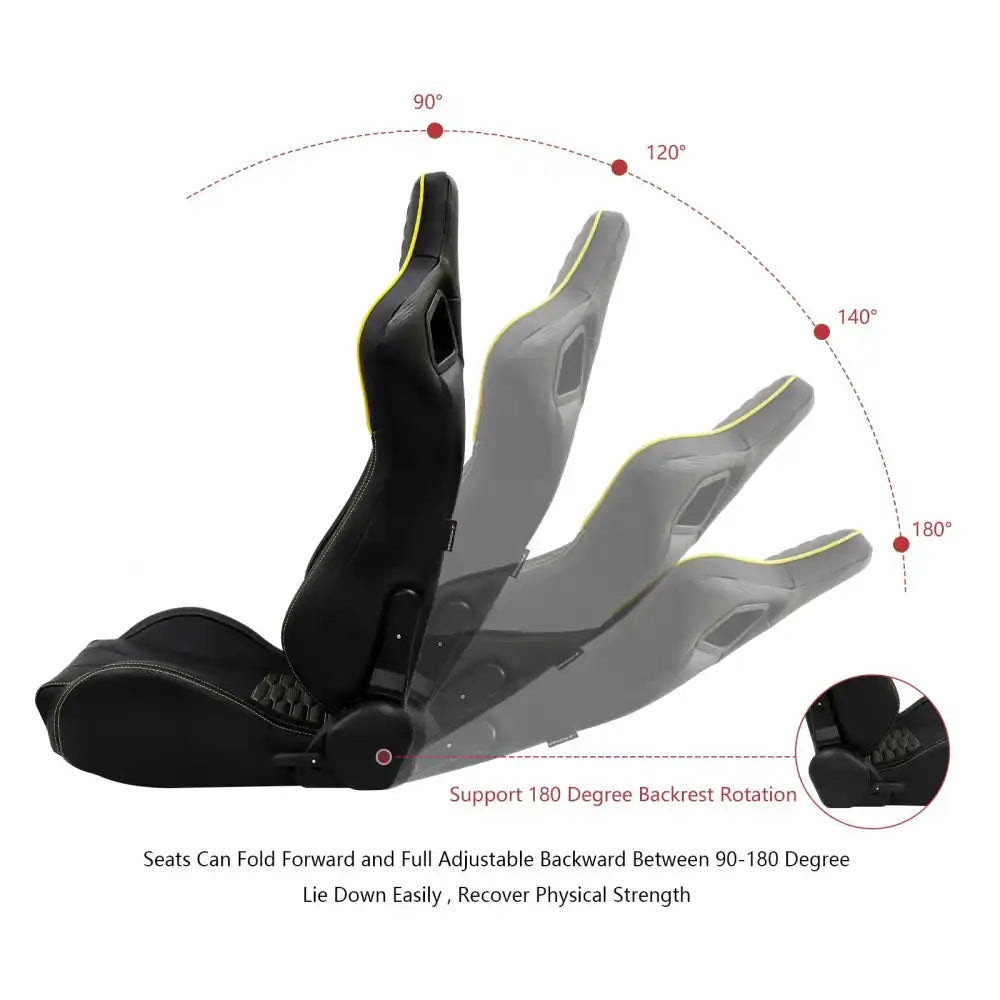 Universal X2 Reclinable Honeycomb Racing Seat + Dual Slider PU Leather